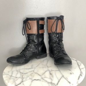 Black & Brown Combat Boots - LIKE NEW